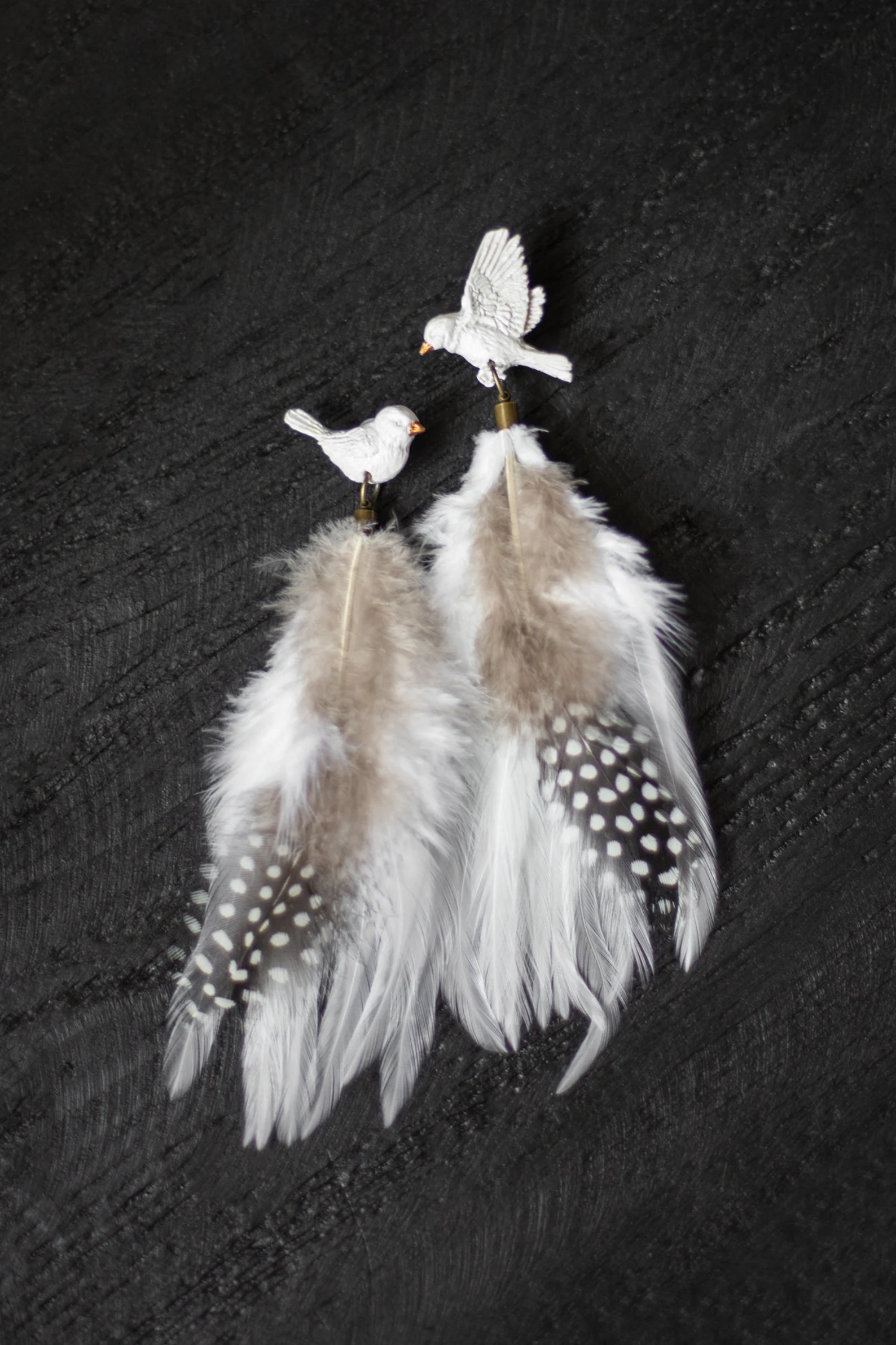 Spalvu auskari "Baltais strazds" ar spalvām