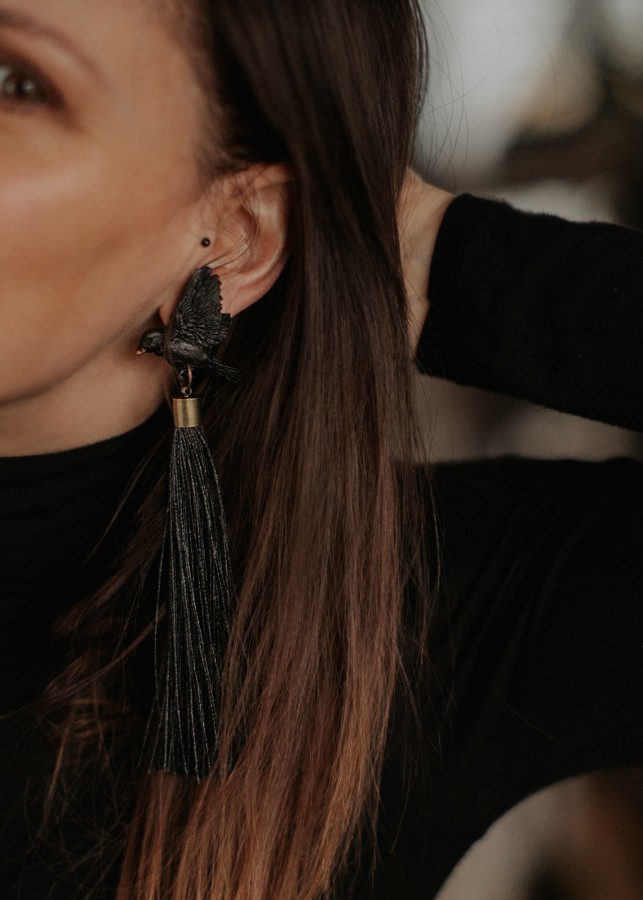 Skaru auskari "Melnais strazds" - Image 2