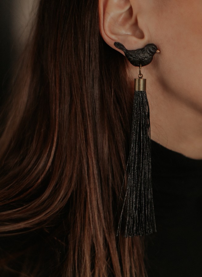 Skaru auskari "Melnais strazds" - Image 3