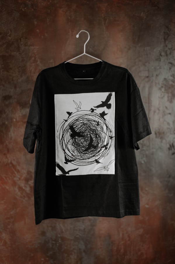 T-krekls "Putni" ar aplikāciju - L